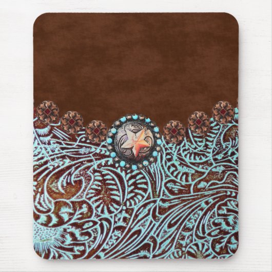 Türkisbraun Western aus lackiertem Leder Mousepad (Vorne)