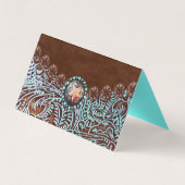 Türkisbraun Western aus lackiertem Leder Visitenkarten (Rückseite)