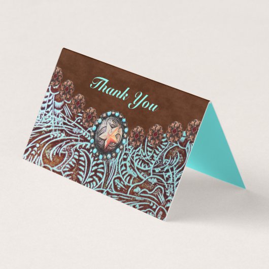 Türkisbraun Western aus lackiertem Leder Visitenkarten (Vorderseite)