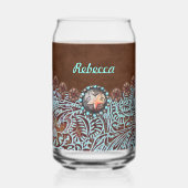 Türkisbraun Western Cowgirl Bridesmaid Dosenglas (Vorderseite)