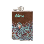 Türkisbraun Western Cowgirl Bridesmaid Flachmann (Links)