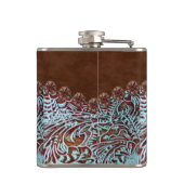 Türkisbraun Western Cowgirl Bridesmaid Flachmann (Rückseite)