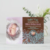 Türkisbraun Western Geburtsankündigung Ankündigung (Stehend Vorderseite)