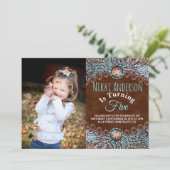 Türkisbraun Western Geburtstagsparty Einladung (Stehend Vorderseite)