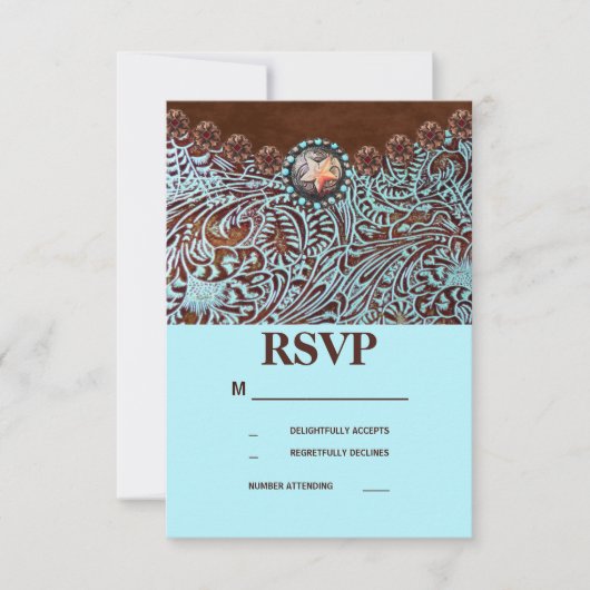 Türkisbraun Western Hochzeit RSVP (Vorderseite)