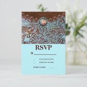 Türkisbraun Western Hochzeit RSVP (Stehend Vorderseite)