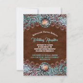 Türkisbraun Western Hochzeitsempfang Einladung (Vorderseite)