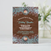 Türkisbraun Western Hochzeitsempfang Einladung (Stehend Vorderseite)