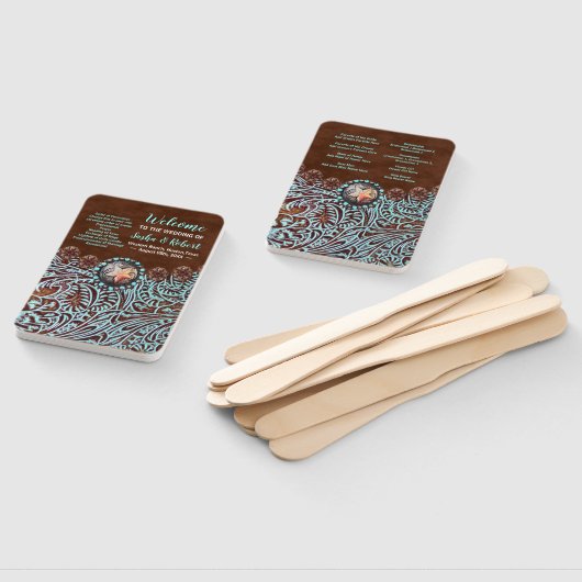 Türkisbraun Western Hochzeitsprogramme Fächer (Non-assembled)