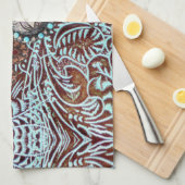 Türkisbraun-Western-Ländermuster Geschirrtuch (Viertel Falte)