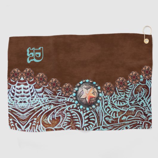 Türkisbraun-Western-Ländermuster Golfhandtuch (Horizontal)