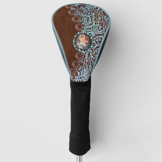 Türkisbraun, Western, Ledermuster Golf Headcover (Vorderseite)