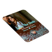 Türkisbraun Western Save the Date Magnet (Rechte Seite)