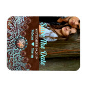 Türkisbraun Western Save the Date Magnet (Horizontal)