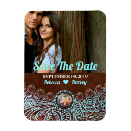 Türkisbraun Western Save the Date Magnet