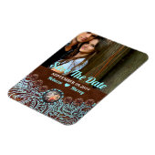 Türkisbraun Western Save the Date Magnet (Linke Seite)