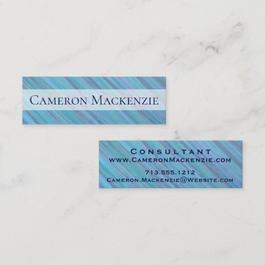 Türkisbüro | Blauer Aquamariner, Cooler Pinselstri Mini Visitenkarte (Vorne/Hinten)