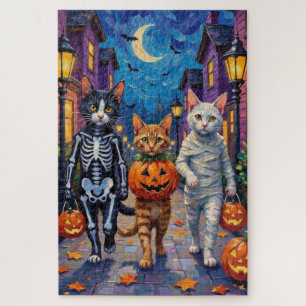 Türkisch-Angora-Katzen zu Halloween-Kostümen Puzzle