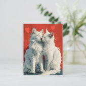 Türkisch Angora Weiße Katzen Valentinstag Postkarte (Stehend Vorderseite)