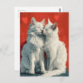 Türkisch Angora Weiße Katzen Valentinstag Postkarte (Vorne/Hinten)
