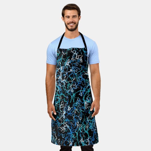 Türkisch, Aquamarin und schwarz Abstrakt Schürze (Getragen)