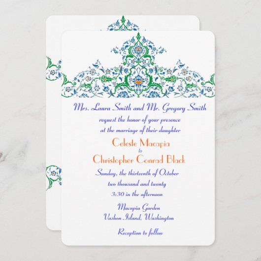 Türkisch-arabisch-marokkanische Hochzeit oder Part Einladung (Vorne/Hinten)