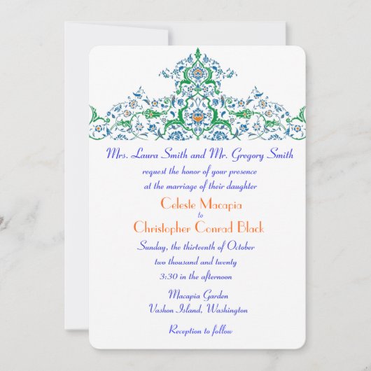 Türkisch-arabisch-marokkanische Hochzeit oder Part Einladung (Vorderseite)