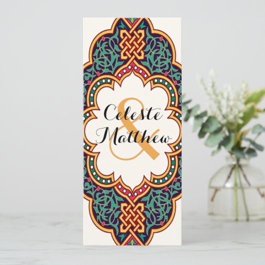 Türkisch-arabisch-marokkanische Hochzeit oder Part Einladung (Stehend Vorderseite)