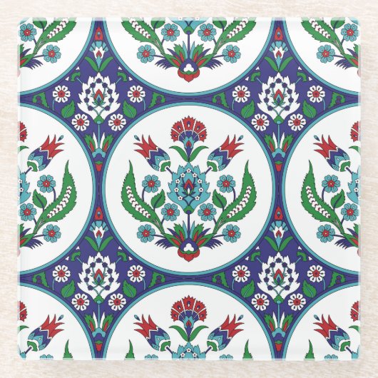 Türkisch arabisch, Tulpe Blume, nahtlos Muster. Glasuntersetzer (Vorderseite)