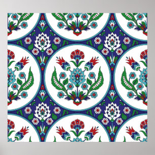 Türkisch arabisch, Tulpe Blume, nahtlos Muster. Poster