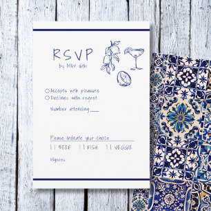 Türkisch-blaue italienische Hand geschrieben RSVP Karte