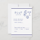 Türkisch-blaue italienische Hand geschrieben RSVP Karte (Vorderseite)