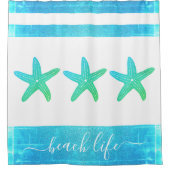 Türkisch-blaue Meerestiere für das Leben am Strand Duschvorhang (Vorderseite)