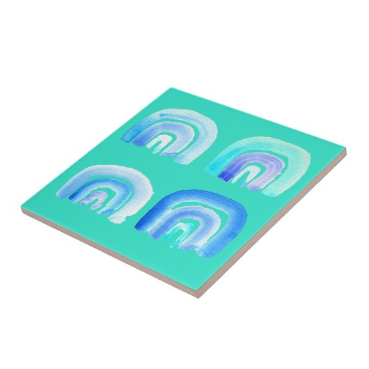 Türkisch-blaues Regenbogenretro Fliese (Seite)