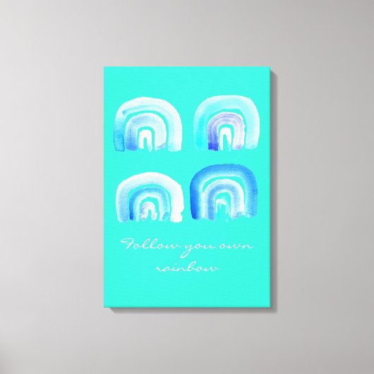 Türkisch-blaues Regenbogenretro Leinwanddruck (Vorderseite)