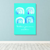 Türkisch-blaues Regenbogenretro Leinwanddruck (Insitu (Holzboden))