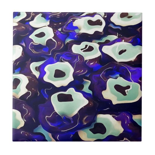 Türkisch Boncuk Eye Shaped Amulet Bizarre Art Fliese (Vorderseite)