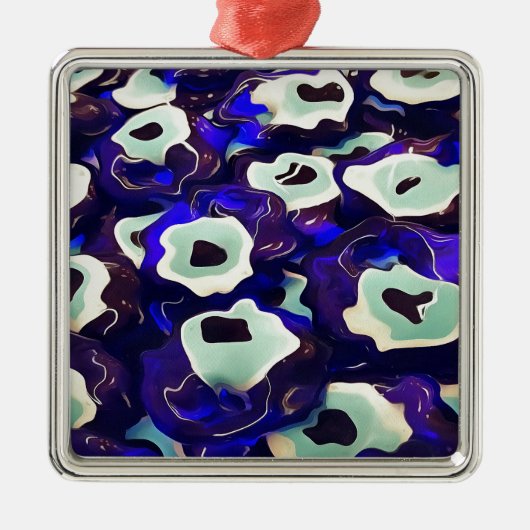 Türkisch Boncuk Eye Shaped Amulet Bizarre Art Silbernes Ornament (Vorne)