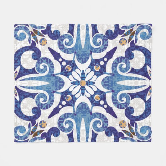 Türkisch farbig: Vintages Ostmuster Fleecedecke (Vorderseite (Horizontal))