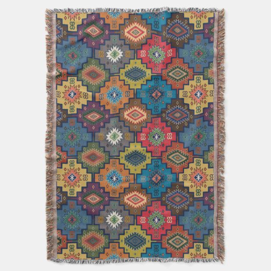 Türkisch farbiges Ethnic Motif-Muster Decke (Vorderseite Vertikal)