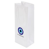 Türkisch griechische Hochzeit Evil Eye Blue Mati L Geschenktüte Für Weinflaschen (Rückseite Schrägansicht)