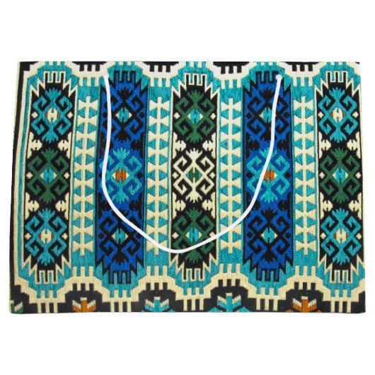 Türkisch-Persischer Teppich Blau grün Große Geschenktüte (Vorderseite)