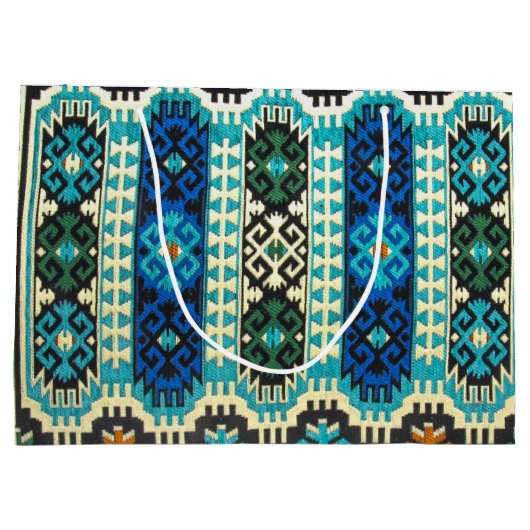 Türkisch-Persischer Teppich Blau grün Große Geschenktüte (Rückseite)