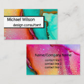 Türkisch-rosa-orangefarbene Wasserfarben Visitenkarte (Vorne/Hinten)