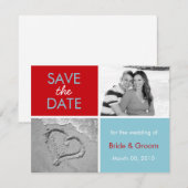 Türkisch-rote Fotokarten Save the Date (Vorne/Hinten)