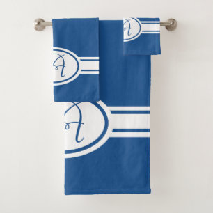 Türkisch Sea Blue Monogram Badhandtuch Set