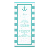 Türkisch-türkisfarbene Stripe Anchor Wedding Menu Werbekarte (Vorne)