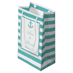 Türkisch-türkisfarbener Stripe Anchor Hochzeitsges Kleine Geschenktüte
