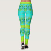 Türkisch und hell Limon Gemustert Leggings (Rückseite)