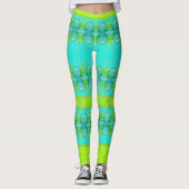 Türkisch und hell Limon Gemustert Leggings (Vorderseite)
